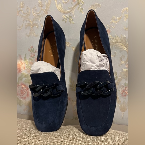 Kate Spade Rowan Women Slip On Chained Moc Toe Loafers Blazer Blue New size 8 - Picture 3 of 7